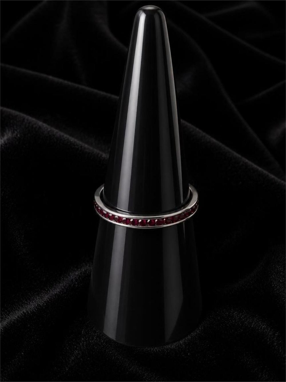 Silver and Red Ruby-Style Eternity Band Size 6